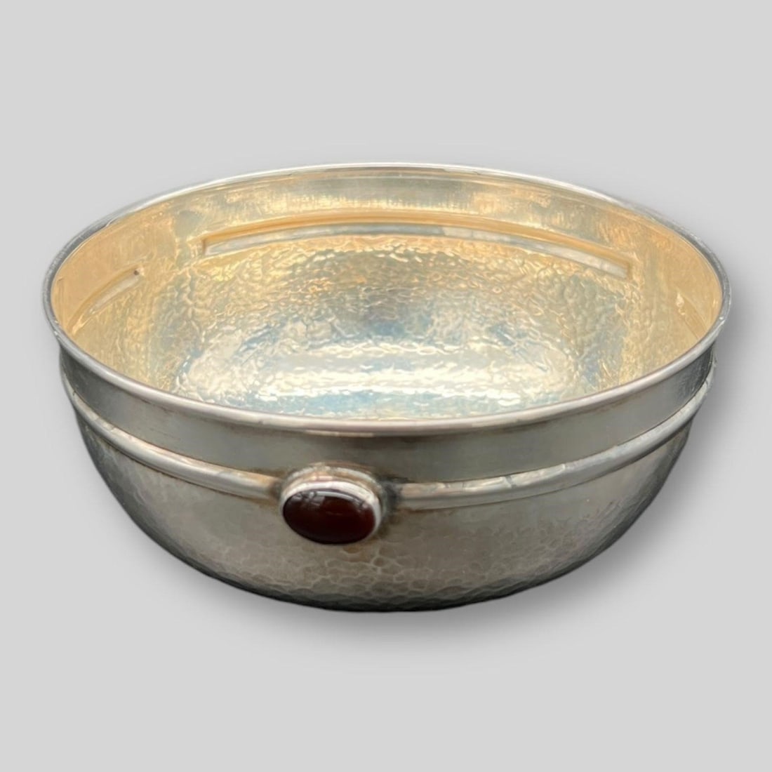 MCM .925 Sterling Silver Bowl w/ Carnelian (1 of 9)