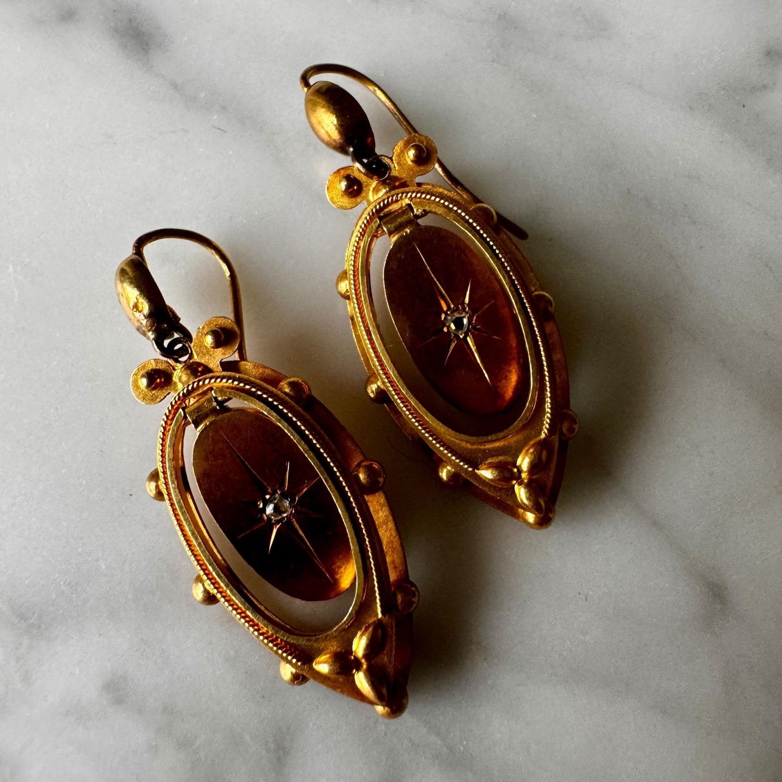 14K Yellow Gold Diamond Drop Earrings (1 of 4)