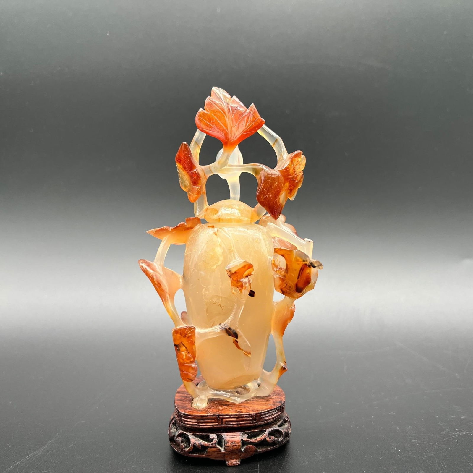 Chinese Carved Carnelian Agate Snuff Bottle (1 of 9)