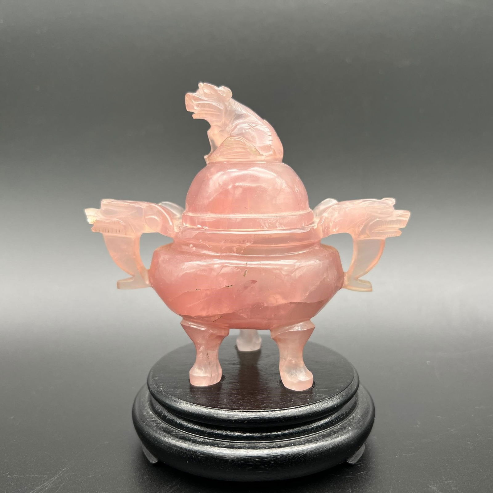 Chinese Rose Quartz Censor w/ Foo Dog Topper (1 of 10)