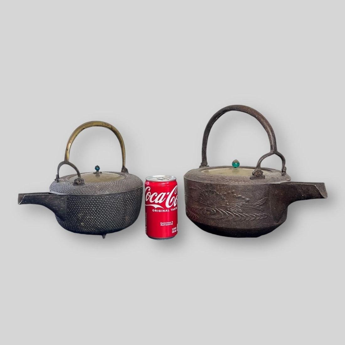 Lot of 2 Antique Japanese Cast Iron Tea Pots (1 of 12)