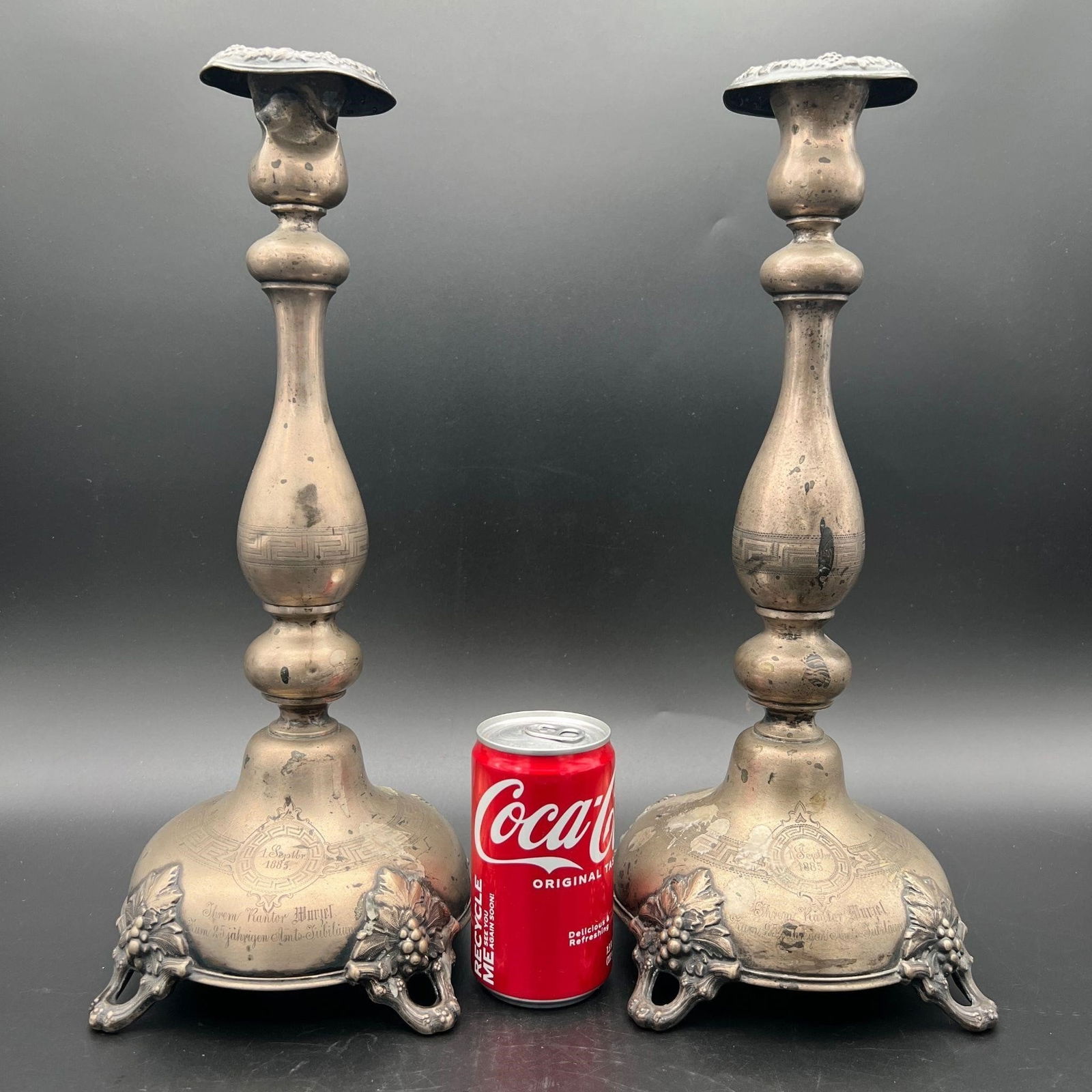 Antique Pair Polish Russian Silver Candle Holders (1 of 12)