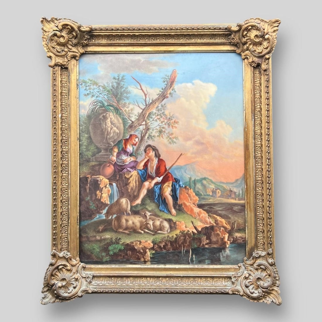 Framed Courting Scene KPM Porcelain Plaque (1 of 6)