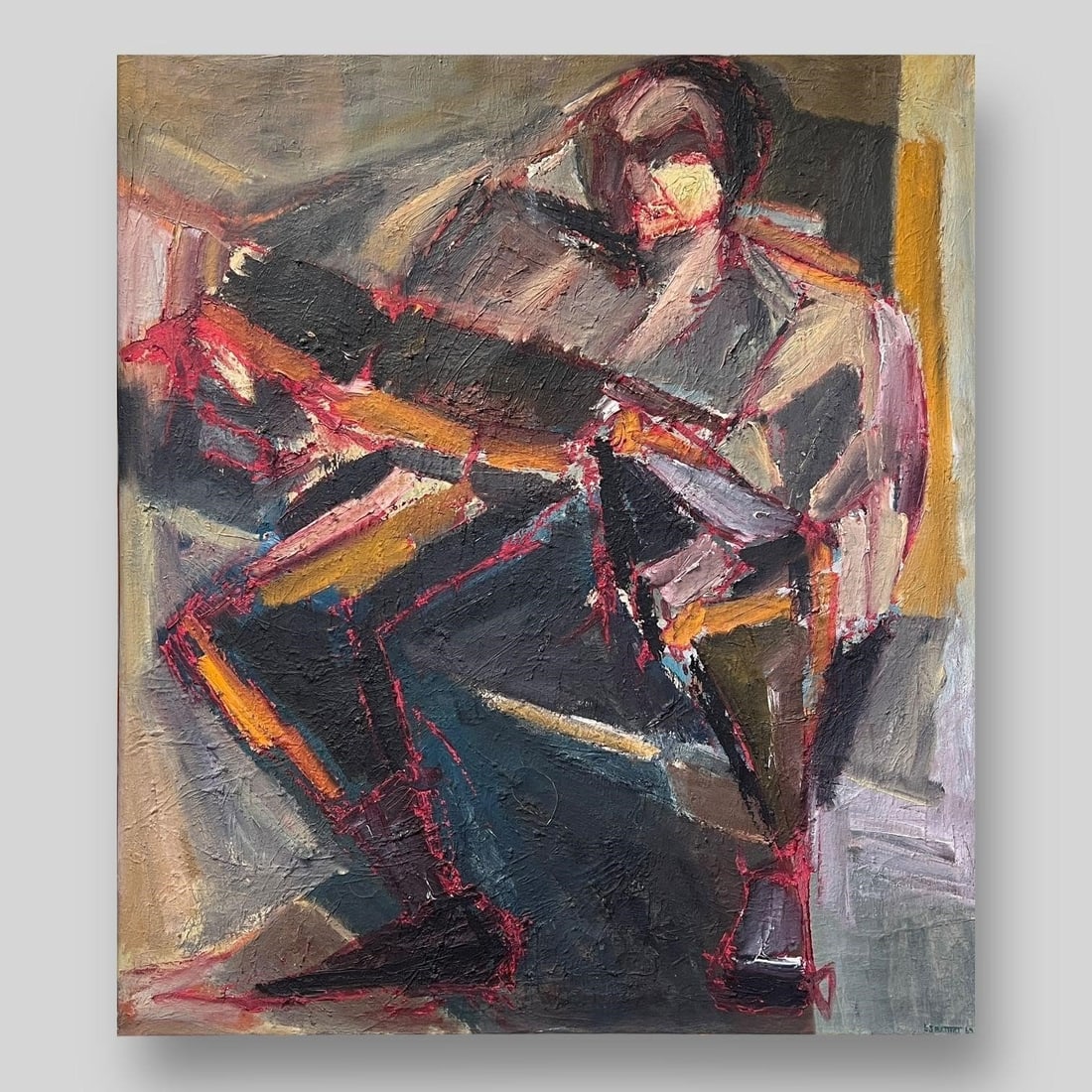 De Kooning Style Abstract Oil Painting On Canvas Auction