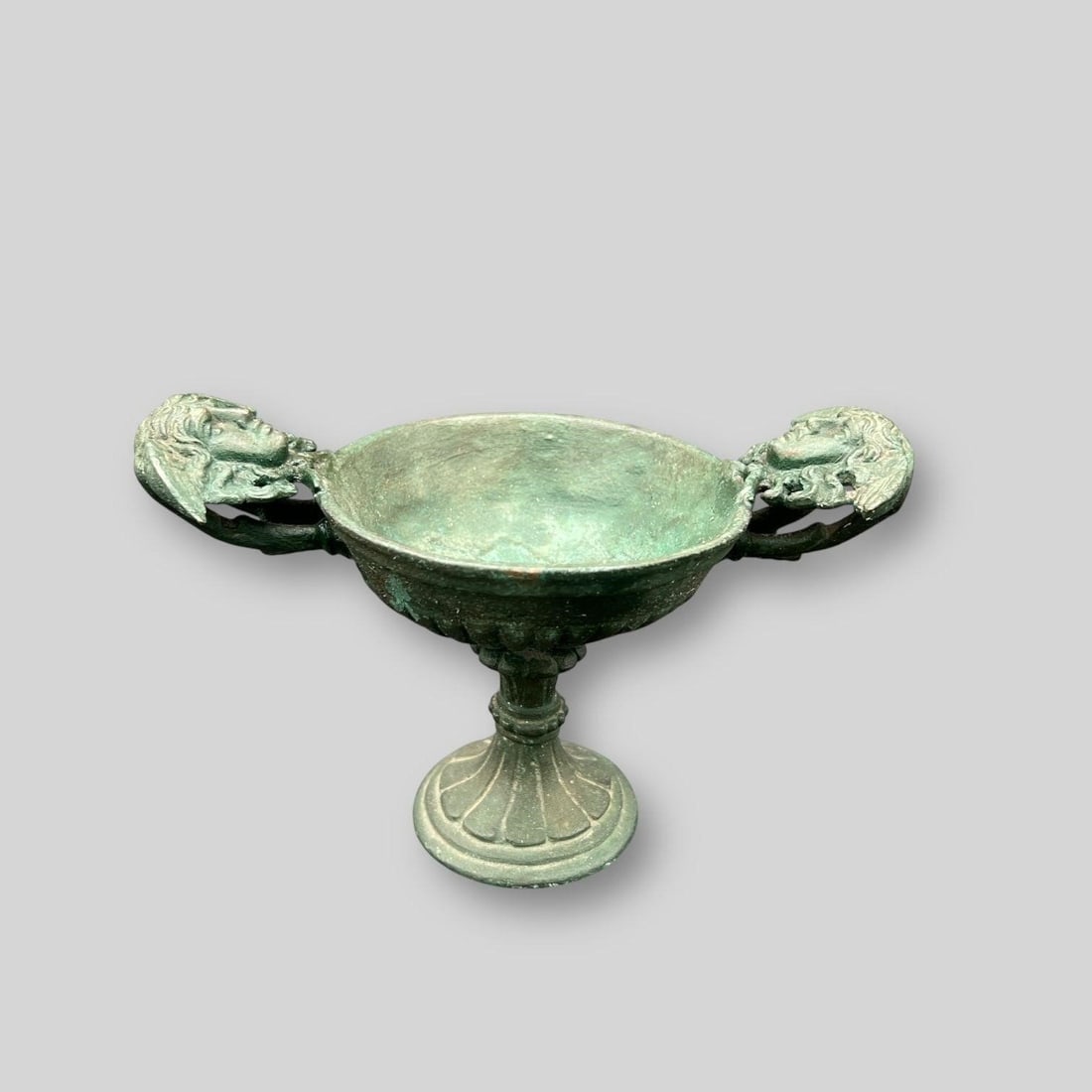 Antique Twin Handled Bronze Pedestal Bowl (1 of 5)