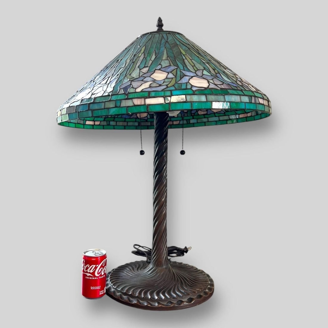 Stained Glass Table Lamp on Bronze Base (1 of 7)