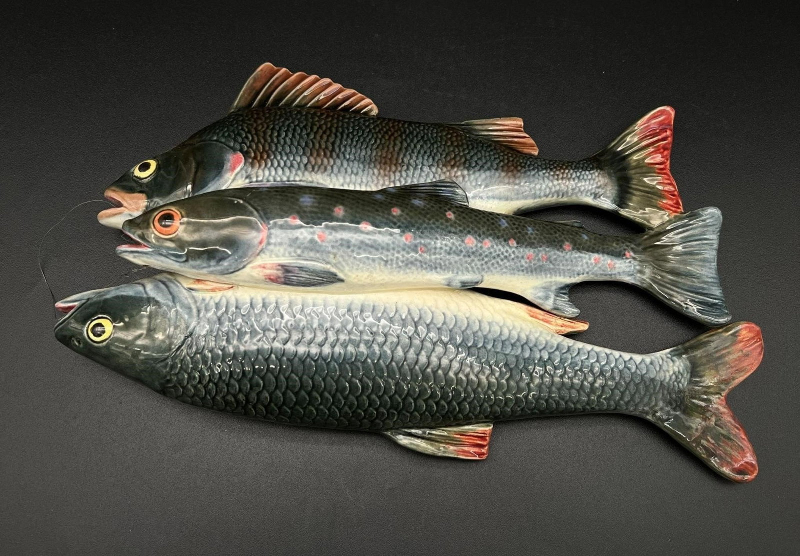 1887 M. Krause Schweidnitz Majolica Hanging Fish (1 of 6)