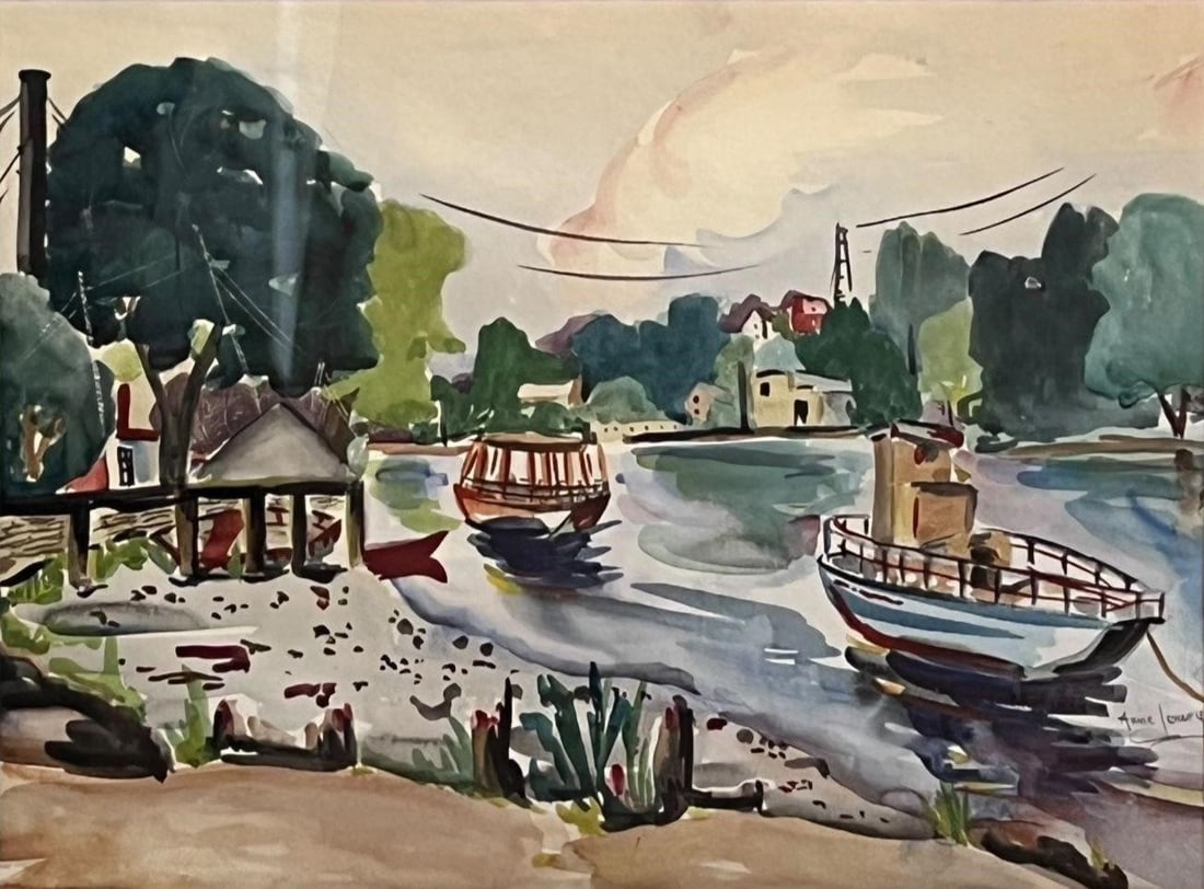 Annie Lennie (NY, 1910-1984) Watercolor Painting (1 of 6)