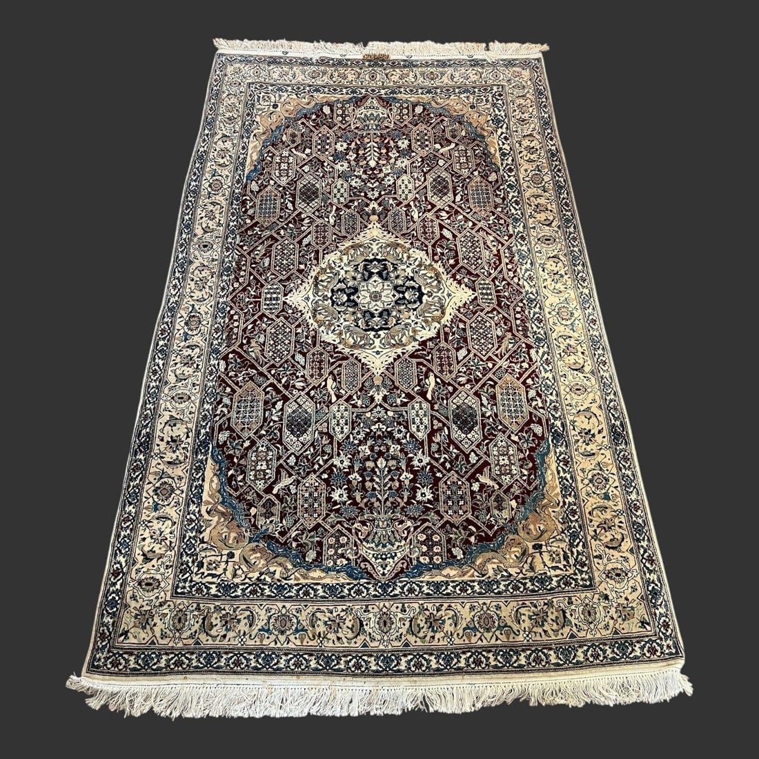 Persian Middle Eastern Oriental Silk Rug (1 of 8)