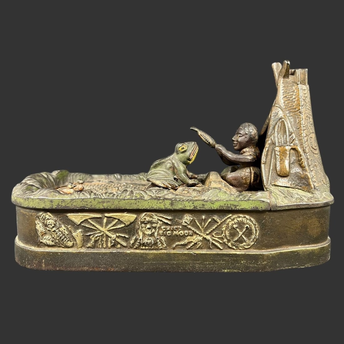 J.& E. Stevens Chief Big Moon Cast Iron Bank (1 of 13)