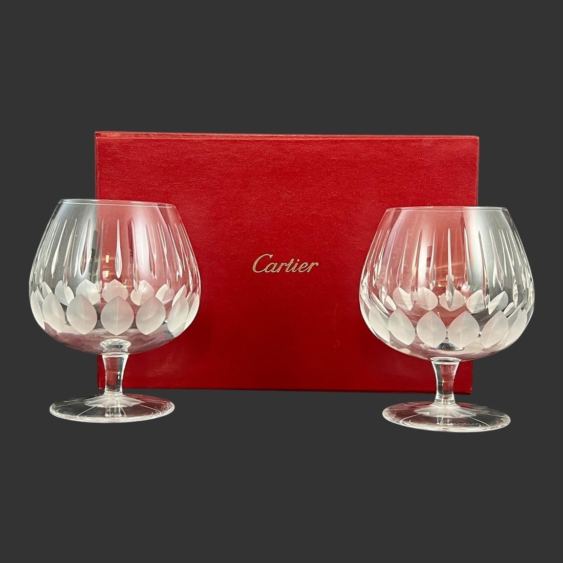 Pair of Cartier Cut Crystal Brandy Snifter Glasses (1 of 10)