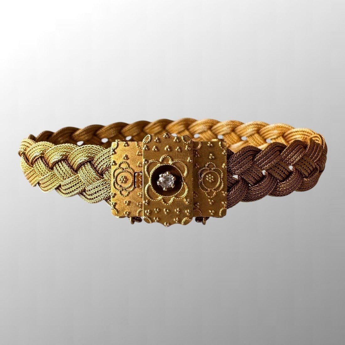 Victorian 14K Yellow Gold Diamond Mesh Bracelet (1 of 6)