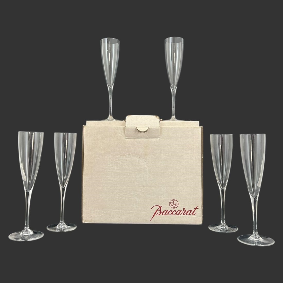 Lot of 6 Baccarat France Champagne Glasses Flutes (1 of 12)