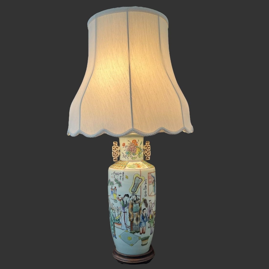 Oriental Chinese Famille Verte Twin Handled Lamp (1 of 15)