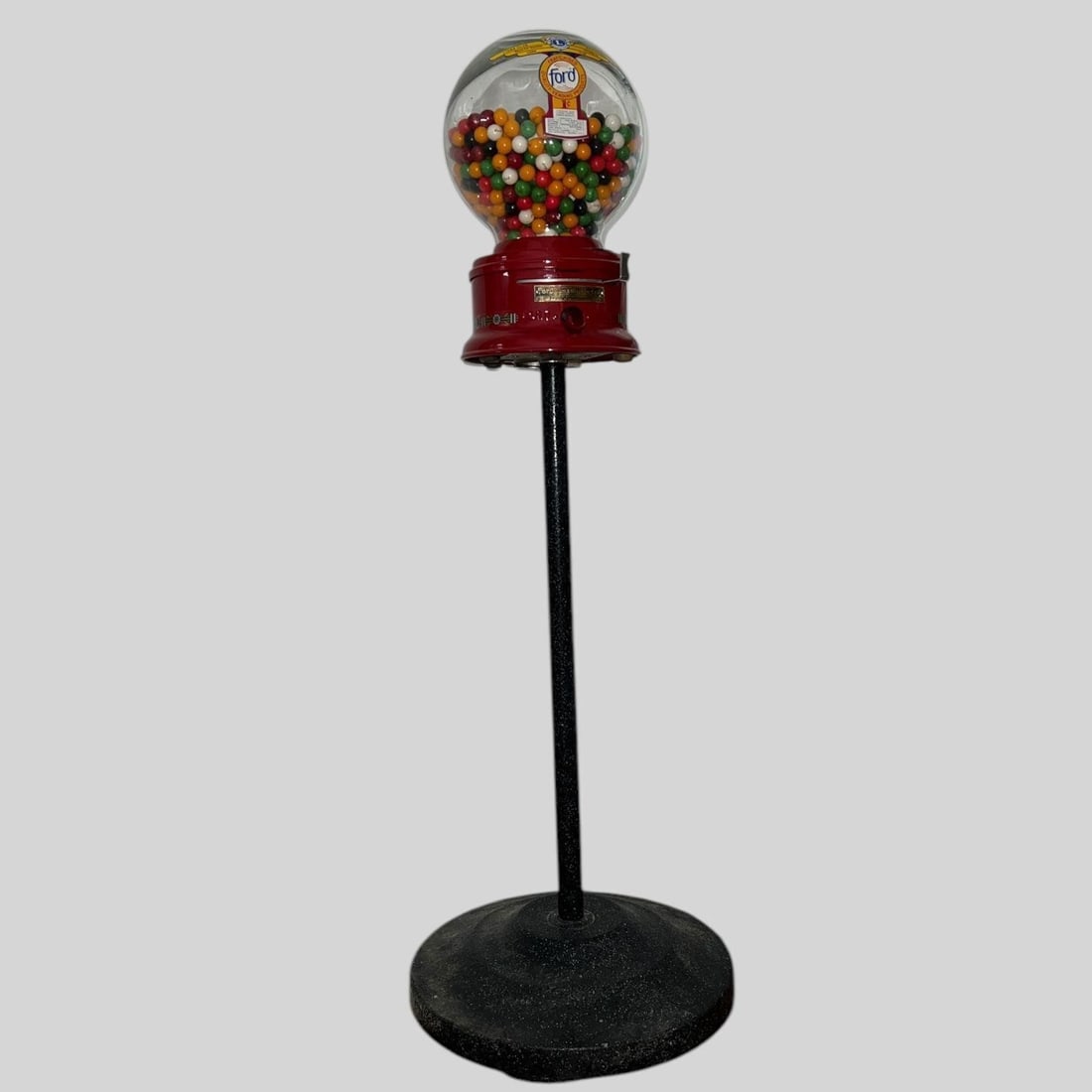 Ford Gum Machine Co. Gumball Vending Machine: Ford Gum Machine Co. Gumball Vending Machine . Approximate dimensions (in): 38 x 13.. Buyer pays shipping cost. We provide in-house shipping for some of the items. Our shipping quote is only good for