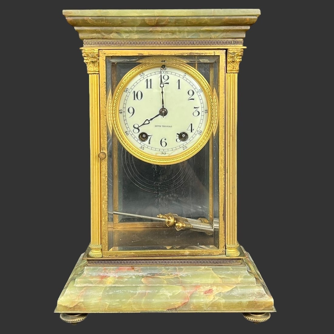 Seth Thomas Green Onyx & Gilt Bronze Clock (1 of 12)