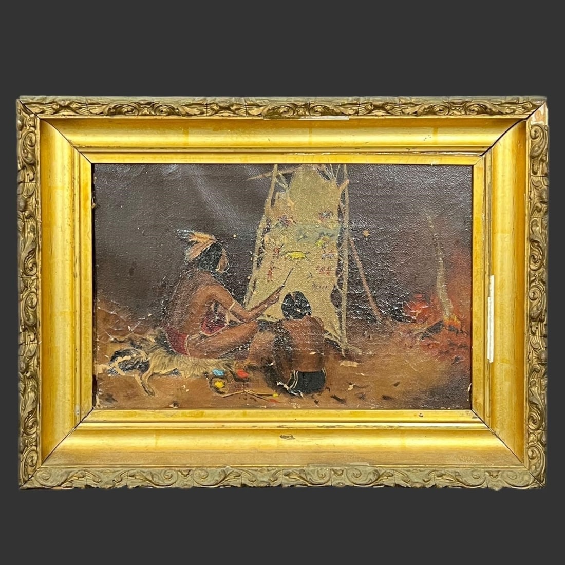 Oil on Canvas Painting Native American Indians (1 of 5)