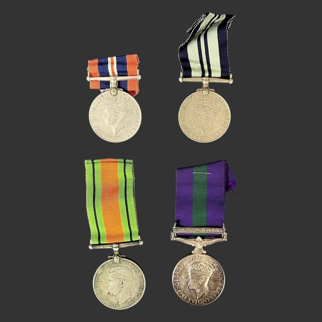 Lot of 4 World War 2 WW2 George V Silver Medals (1 of 6)