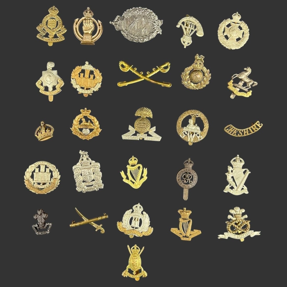 Lot of 16 Mixed UK British Infantry Pins (1 of 6)