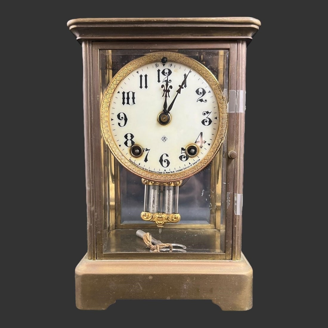 Ansonia New York Crystal Regulator Clock w/ Key (1 of 14)