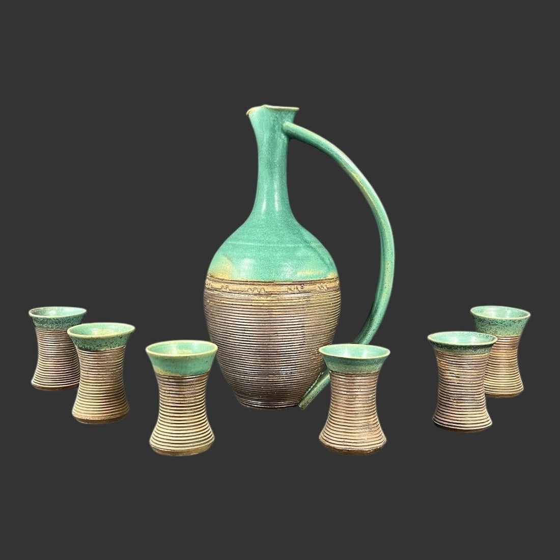 Art Pottery Pitcher & 6 Cups Set by Ragnar Naess (1 of 12)