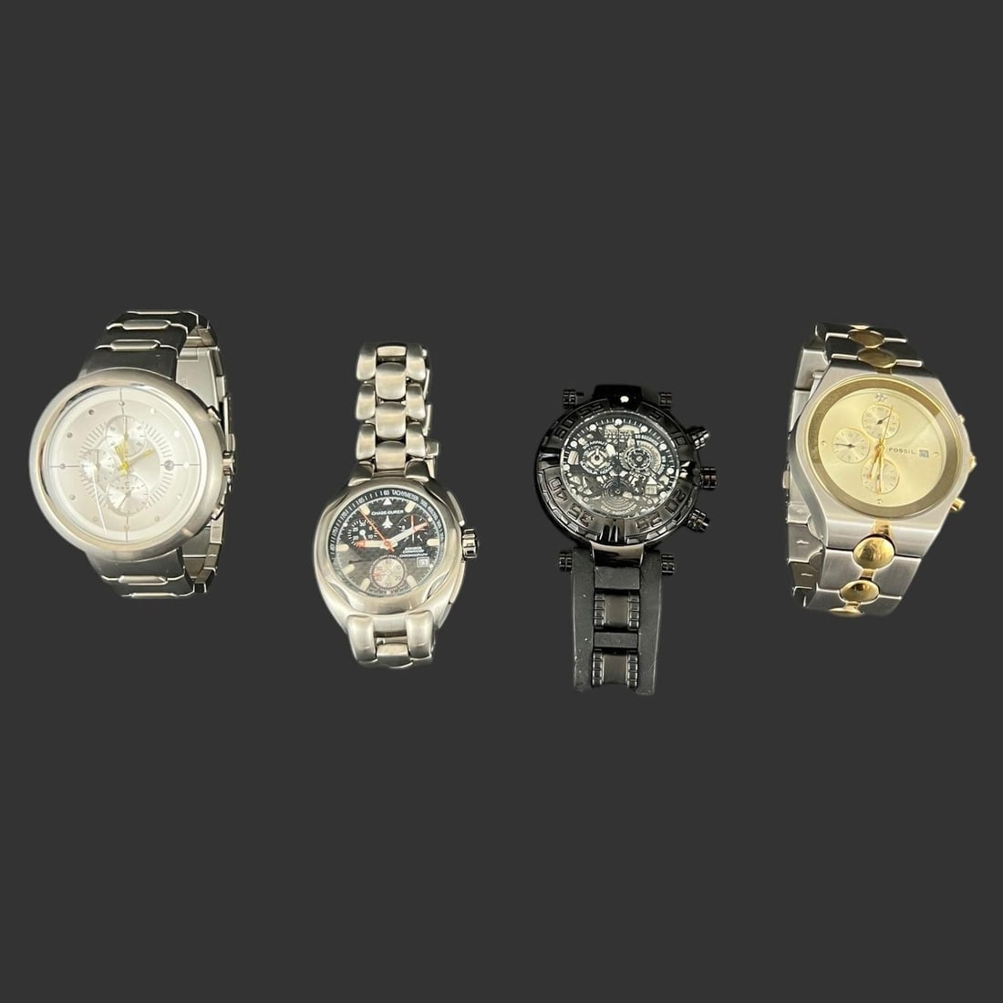 Vintage Lot of 4 Mens Wristwatches: Vintage Lot of 4 Mens Wristwatches. Lot includes Fossil Arkitekt, Invicta SubAqua, Cross, Chase-Durer. Approximate watch size: 46mm.. Buyer pays shipping cost. We provide in-house shipping for some of