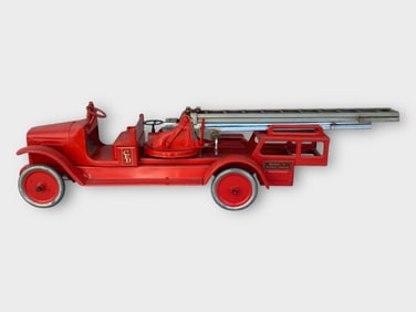 Buddy L Pressed Steel Red Aerial Ladder Truck