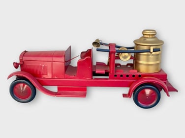 Large Turner Lincoln Red Pressed Steel Fire Truck