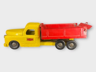 Structo Pressed Steel Red Yellow Dump Car