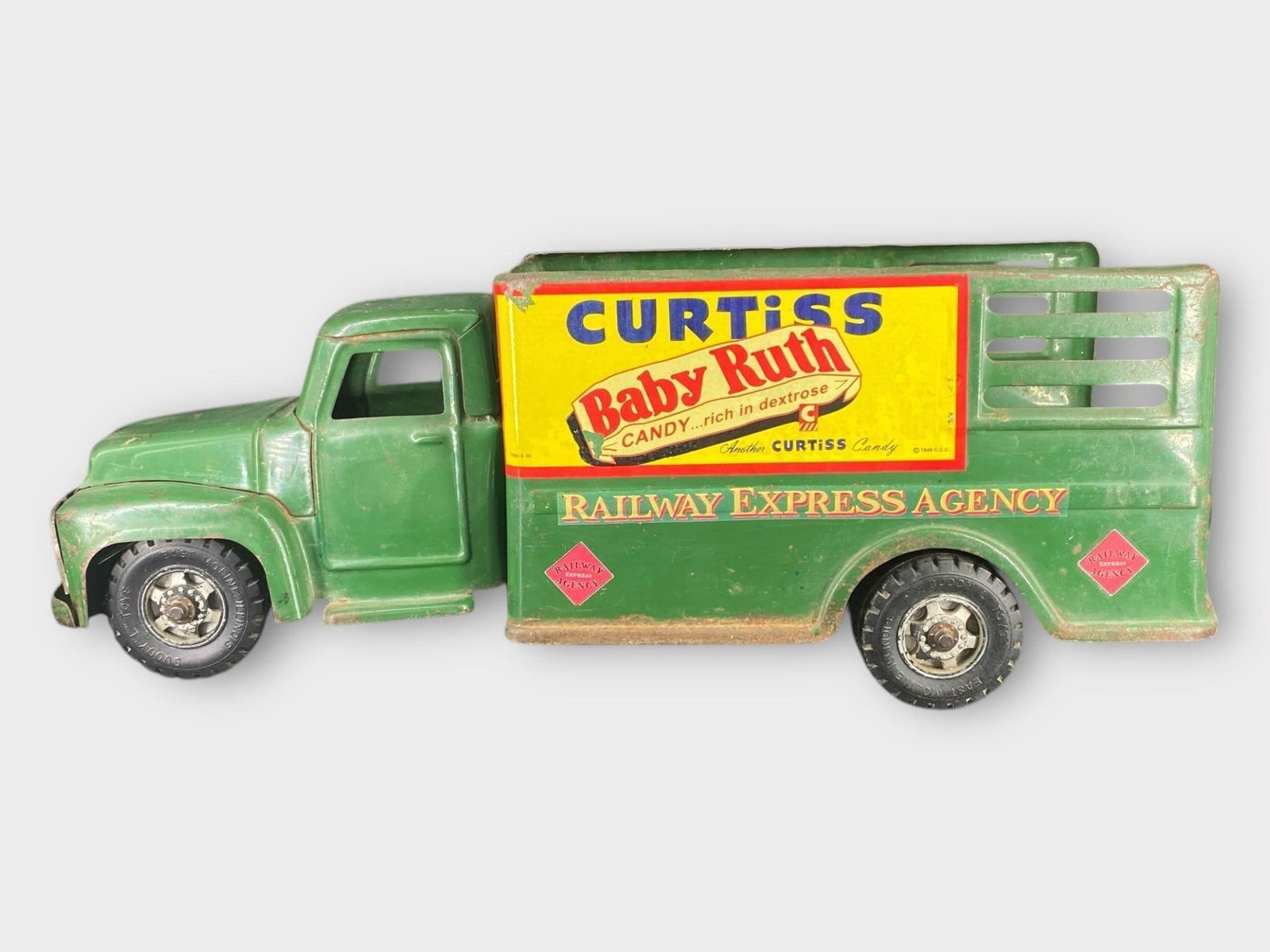 Buddy L Curtis Baby Ruth Candy Advertising Truck: Buddy L Curtis Baby Ruth Candy Advertising Truck. Railway Express Agency. Approx. Dimensions (in): 21.5 x 8 x 7