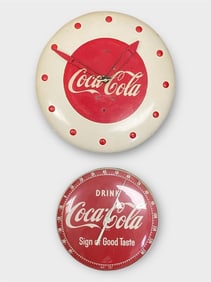 Coca-Cola Wall Mounted Clock and Thermometer