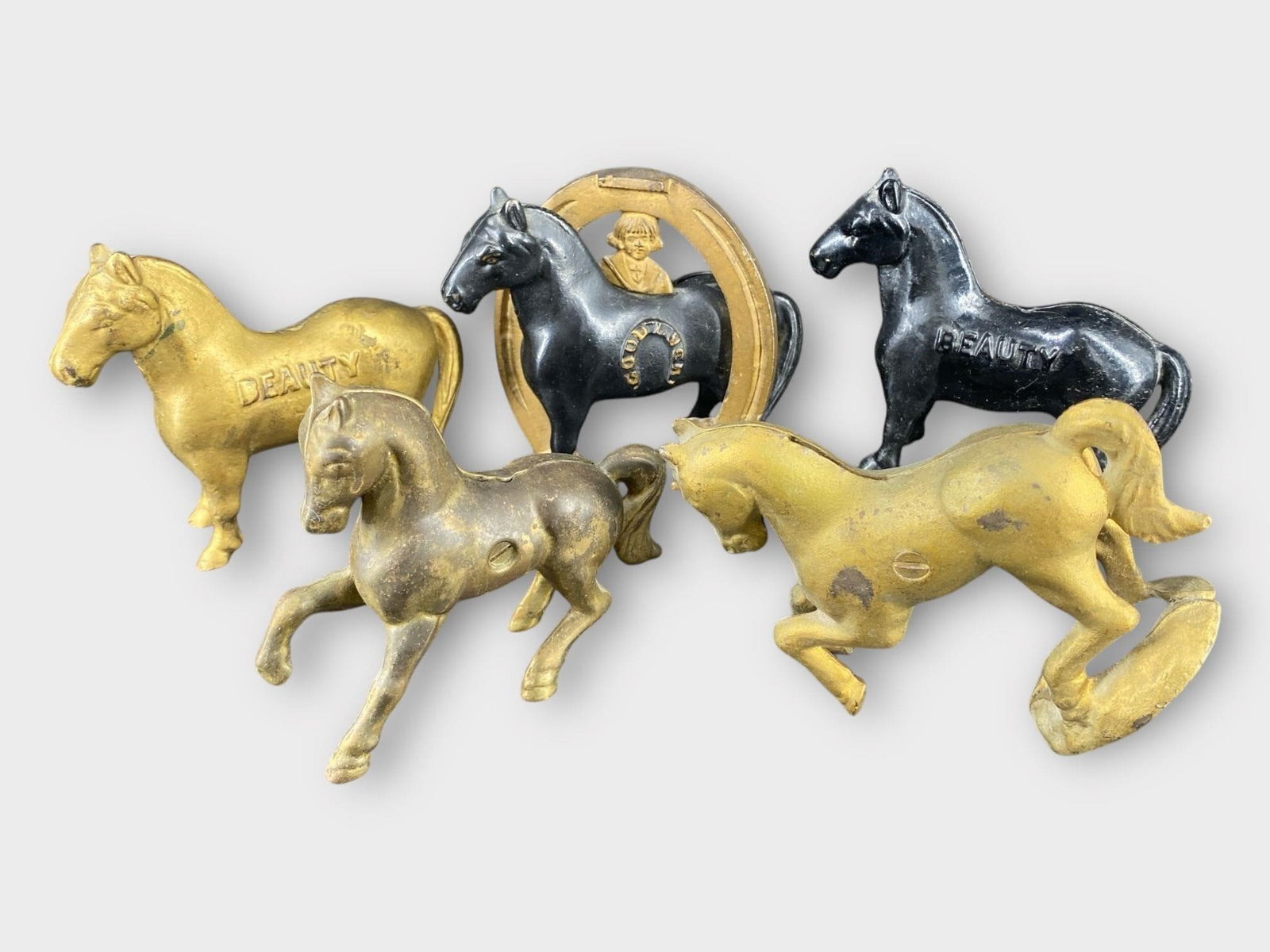 Cast Iron Good Luck Horseshoe Coin Bank, Lot of 5 (1 of 9)