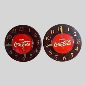Coca-Cola Soda Advertising Wall Clock, Lot of 2