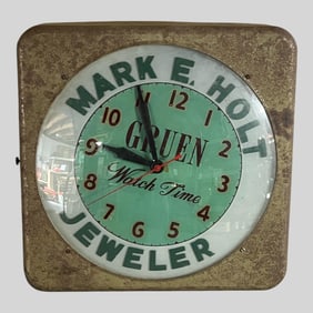 Gruen Watch Time Jeweler Advertising Wall Clock