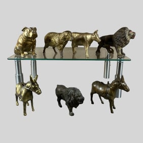 Cast Iron Enameled Animal Coin Bank, Lot of 7