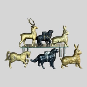 Cast Iron Animal Coin Bank, Lot of 6