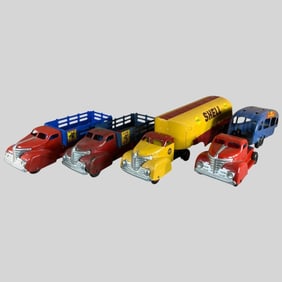 Marx Deluxe Pressed Steel Service Trucks Lot of 4