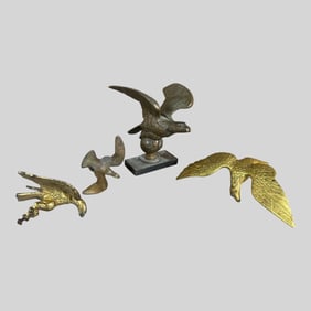 Lot of 4 Solid Brass Eagle Sculpture Large Finials