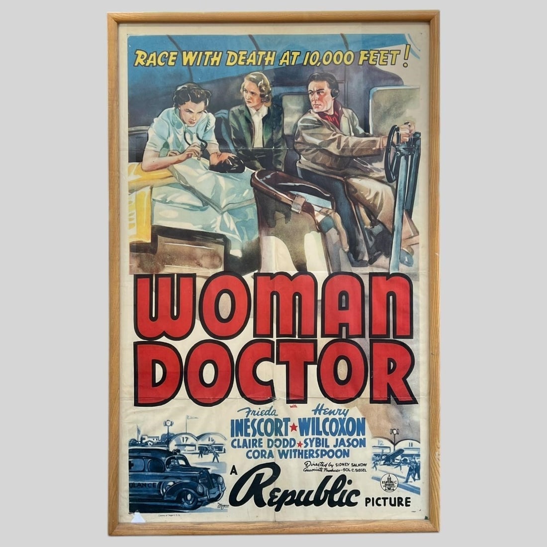 Woman Doctor 1939 Movie Poster: Woman Doctor 1939 Movie Poster . Movie directed by Sidney Salkow. Approx. Frame Dimensions (in): 42 x 28.25 x 1.5, Approx. Poster Dimensions (in): 40.5 x 26.5