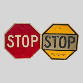 U.S. Stop Sign Yellow and Red, Lot of 2