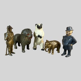 Cast Iron Enameled Coin Bank, Lot of 5