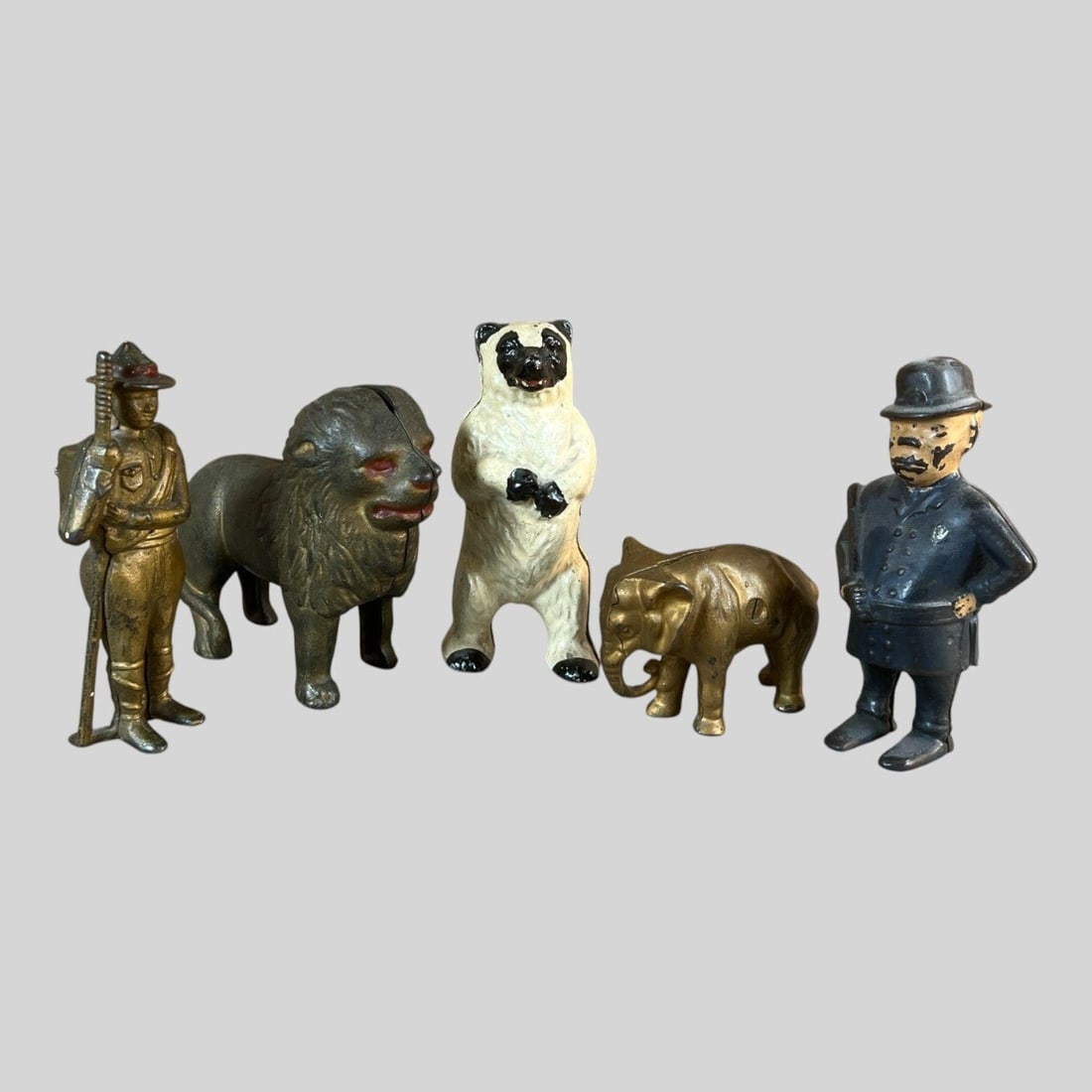 Cast Iron Enameled Coin Bank, Lot of 5 (1 of 8)