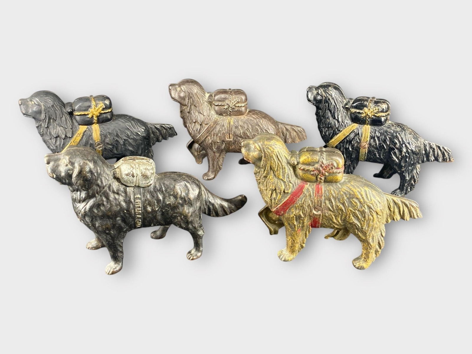 St. Bernard Dog Cast Iron Coin Bank, Lot of 5 (1 of 9)