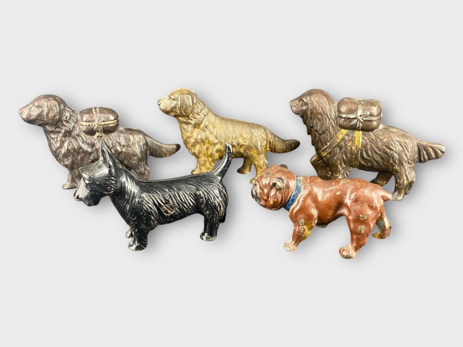 Cast Iron Enameled Dog Coin Bank, Lot of 5 (1 of 9)