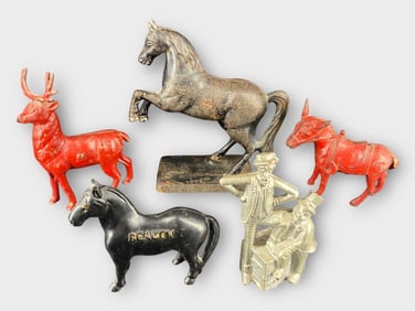 Cast Iron Enamel Coin Bank, Lot of 5