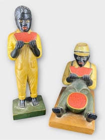 Black Americana Carved Wood Sculptures, Lot of 2