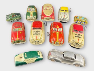 Marx Mechanical Wind-Up Hubley Toy Cars, Lot of 11