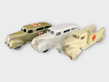 Wyandotte Pressed Steel 3 Military Toy Trucks