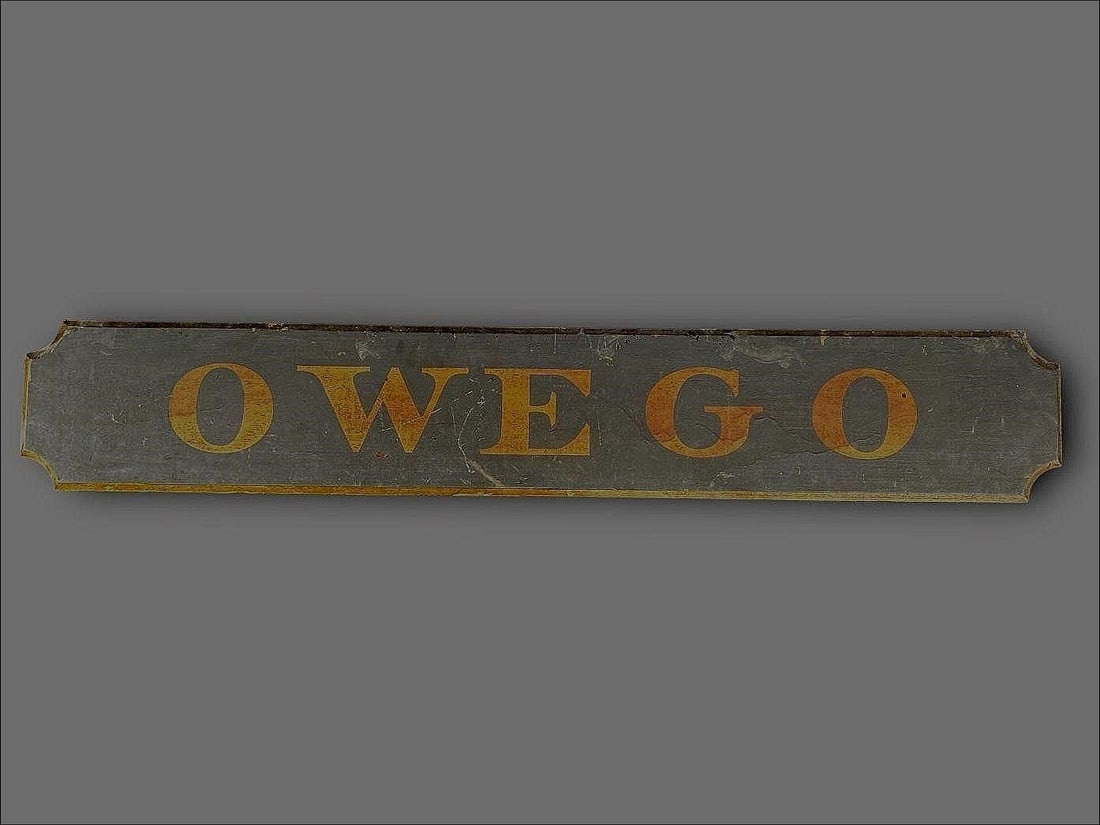 Vintage "Owego" Wooden Sign 60": Vintage "Owego" Wooden Sign 60". Long wooden "Owego" sign. Approx. Size: 60" x 10.5"