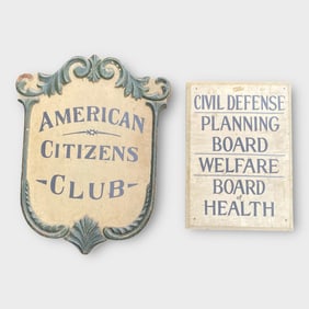 Lot of 2 Vintage Bldg Signs American Citizen Club
